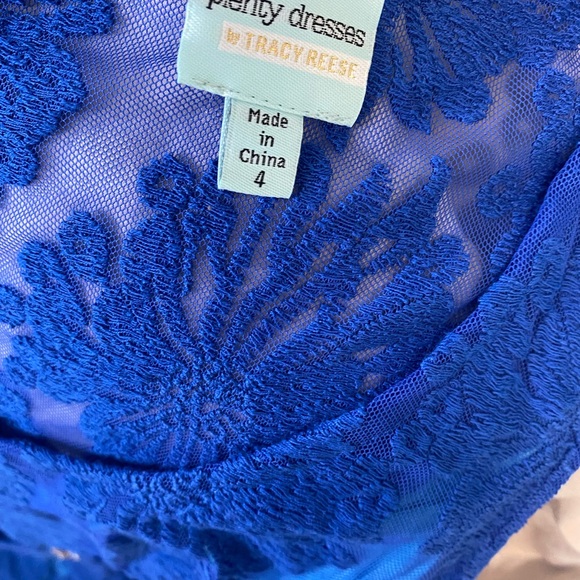 Trace Reese Blue Plenty Lace Overlay Sleeveless Fit and Flare Cocktail dress - Picture 4 of 4